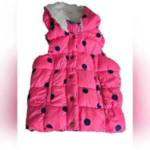 Double deer girls puffer vest pink blue polka dots sz 6/6X